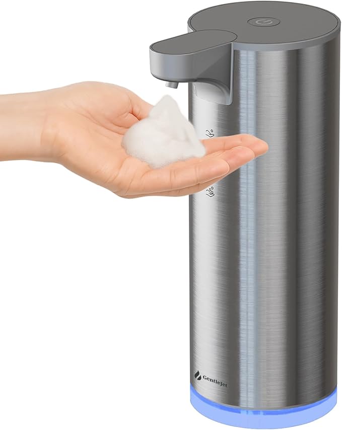 EasyFoam Automatic Foaming Soap Dispenser – Touchless Sensor, USB-C Rechargeable, 304 Stainless Steel, IPX5 Waterproof for Bathroom Kitchen Sink, 280 ml