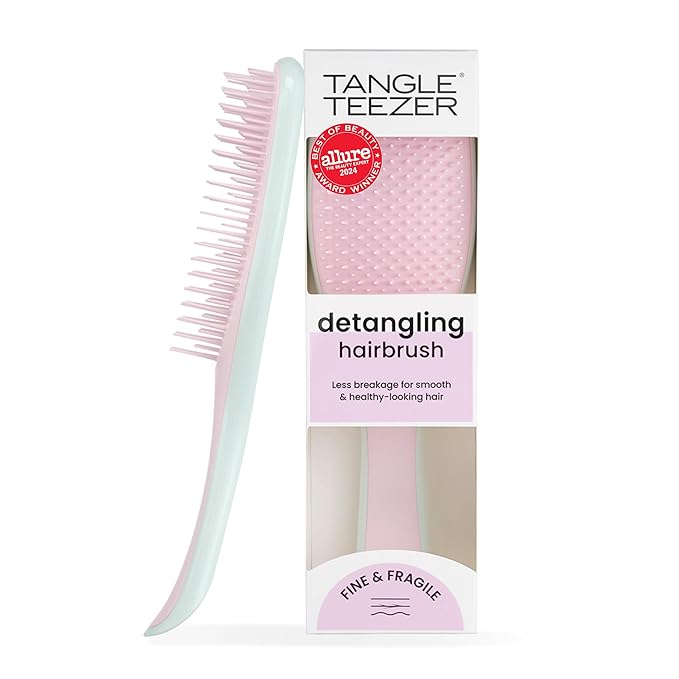 Tangle Teezer Fine Ultimate Detangler Brush, Dry & Wet Hair Brush to Detangle & Reduce Breakage for Fine Hair Types, Marshmallow Pink & Mint