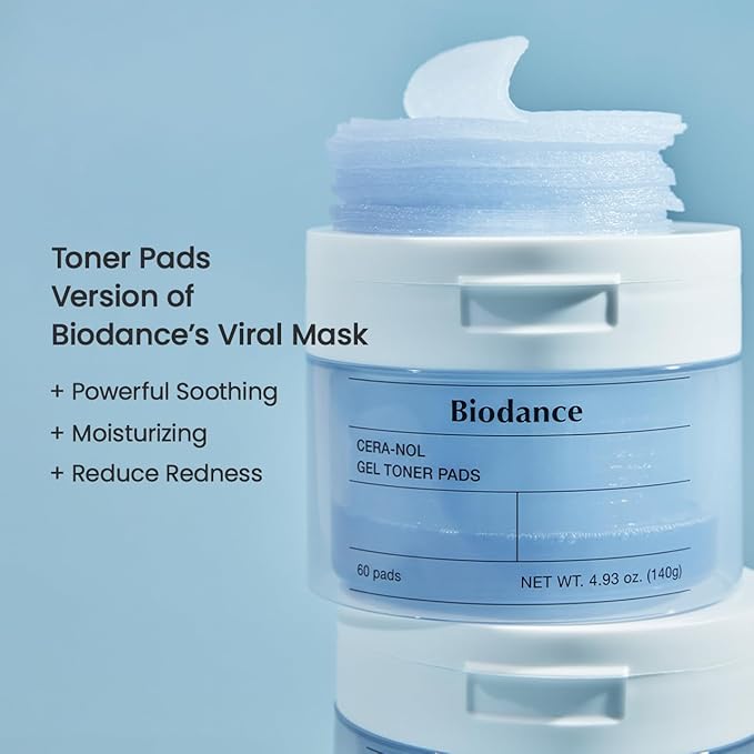 Biodance Cera-NOL Gel Toner Pads, Deep Hydrating & Soothing Toner Pads for Sensitive Skin, Redness Reducing, Mositurizing, Pre-Soaked Pads, Korean Skin Careㅣ4.93 fl.oz.(140g)*60Pads