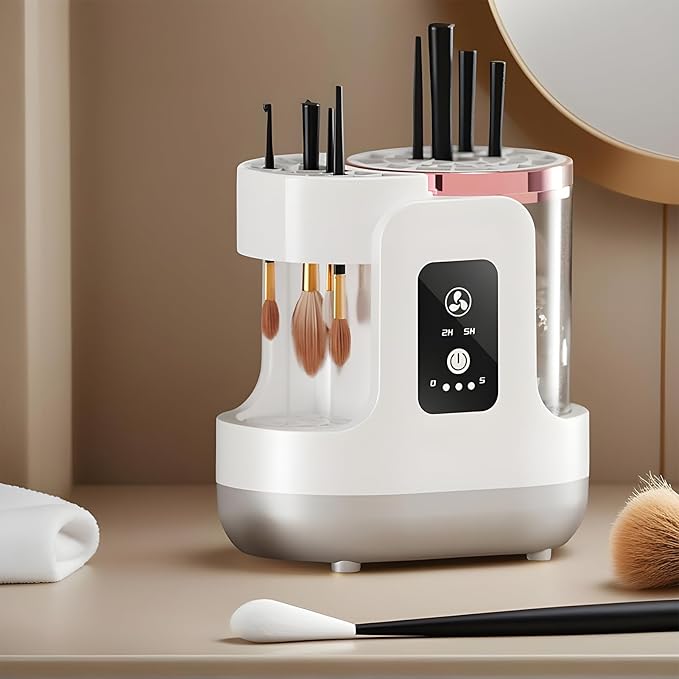 Electric Brush Cleaner - Quick Drying Makeup Washer, Gentle with Deep Clean, Auto Drying with Multiple Adapters, Cosmetic Tool Fast Cleaning, Brush Machine for Professional Artists