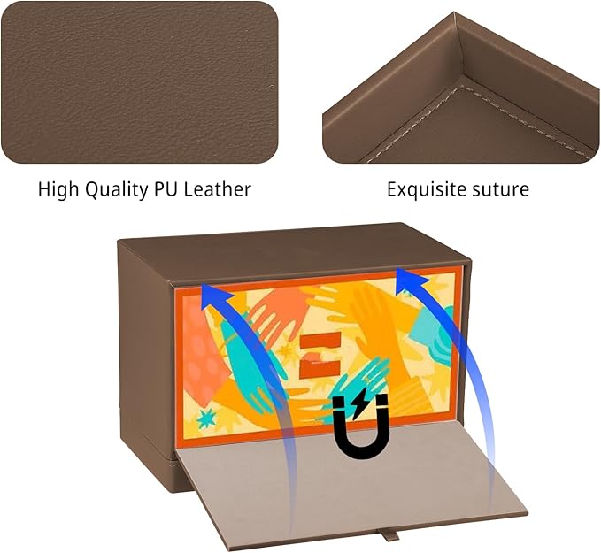 PU Leather Tissue Box Cover Rectangle with Detachable Storage Tray,Fits 230-Count Box Tall Rectangular,Modern Decorative Tissue Box Holder/Organizer for Bathroom,Bedroom Dresser,Night Stand
