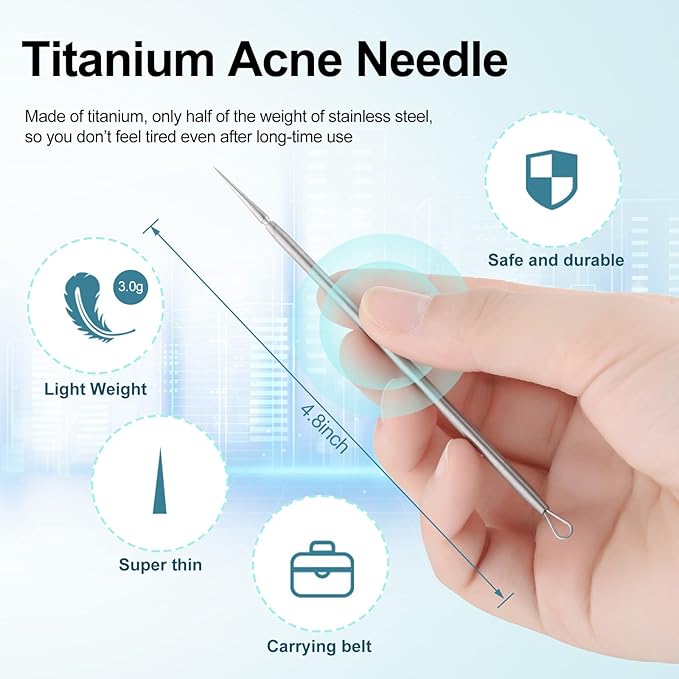 Titanium Lancet Needle Pimple Popper Tool Facial Milia Remover Blackhead Blemish Remover Blackhead Whitehead Extractor Professional Lancet Zit Blemish Comedone Removal Tool 2 Pieces with Box