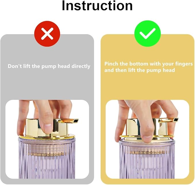 Foaming Soap Dispenser, 12 Oz Purple Glass Soap Dispenser, Refillable Liquid Lotion Container Foam Gold Pump Bottle Decorative Modern Slim Ribbed Bottle for Bathroom and Kitchen