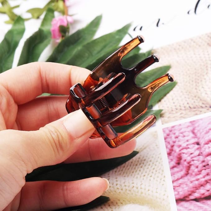 12 Pcs Medium Size Hair Claw Clips, 1.38×1.38×1.57inch No-Slip Grip Jaw Clips for Women and Girls Hair Accessories Barrettes Gifts (Black and Brown)