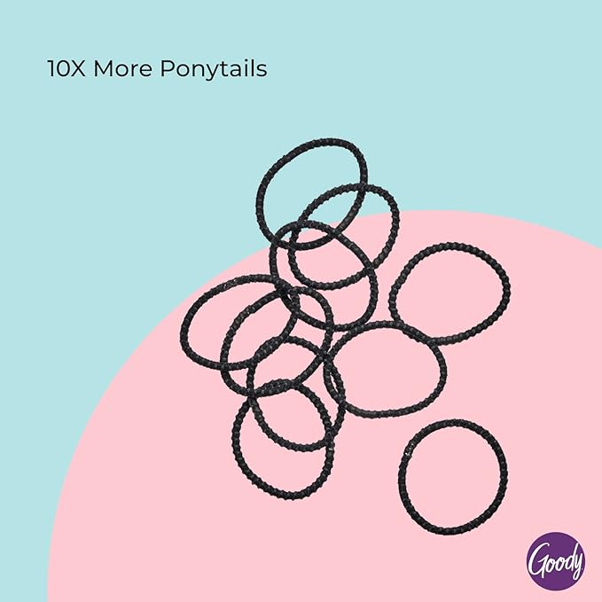 Goody Hair Tie, 10 Count, Black, 4MM | Nonslip | For Medium Hair | Ouchless | Pack of 2