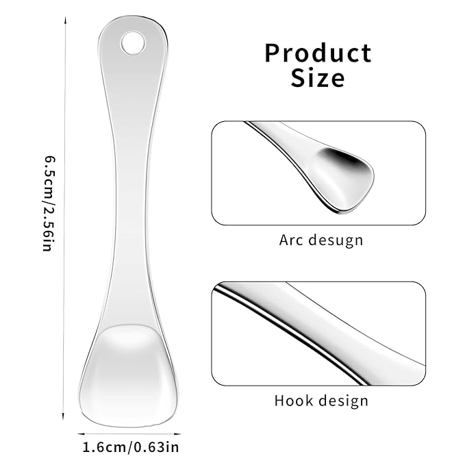 3Pcs Mini Skin Care Spoons Reusable Cosmetic Scoop Massage Metal Makeup Spatula Face Cosmetic Applicator Scoop Beauty Cosmetic Tool for Cream Lotions Moisturizers Mixing (3 Silver)