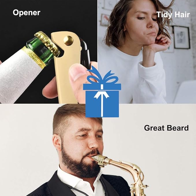 Stainless Steel Folding Comb, Pocket Comb for Men and Women, Golden