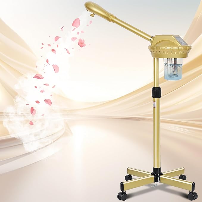 Facial Steamer, Professional Facial Steamer for Estheticians, Hot Mist & Timer Function, Ozone Face Steamer on Wheels for Spa, Salon and at Home Use