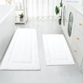 SHACOS White Bathroom Rugs Sets 2 Piece 32x20 + 47x20 inch, Non Slip Bath Mat Microfiber Washable Bathroom Rugs, Soft Fluffy Water Absorbent Bath Mat Set of 2