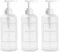 Shampoo Bottles Refillable with Pump, YACEYACE 3Pcs 16.9oz Matt Clear Empty Shampoo Dispenser, Shower Soap Dispenser, Refillable Shower Bottles with Labels, Conditioner Dispenser