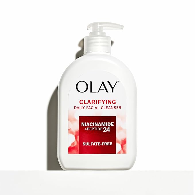 Olay Face Wash,Daily Facial Cleanser with Niacinamide,Peptides & Glycerin - Clarifying,Refreshes Skin Surface,Refines Appearance of Pores - Sulfate-Free,Paraben-Free,Oil-Free,16 Oz,(Pack of 2)