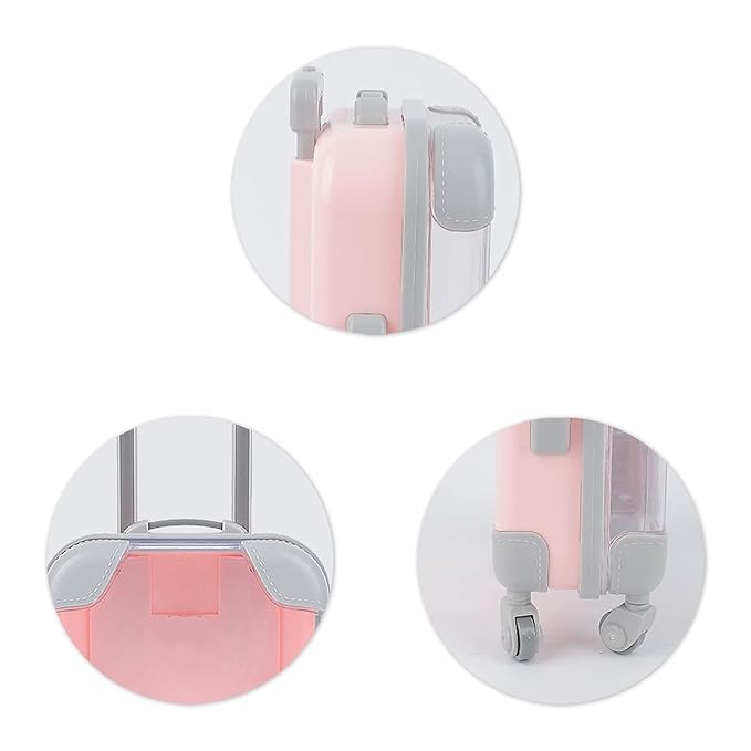 False Eyelash Storage Box, Portable Travel Organizer Mini Luggage False Eyelash Tray Makeup Tool (PINK)