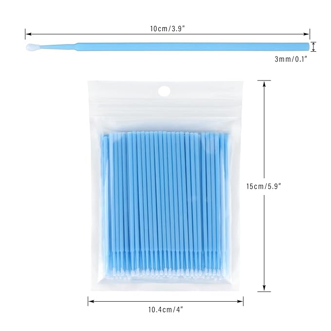 G2PLUS 500PCS Cotton Swabs, Disposable Micro Applicators Brush for Makeup and Personal Care Cosmetic Brush, Micro Swabs for Eyelash Extensions, Nails, Eyeliner (Head Diameter: 2.5mm/0.098'')