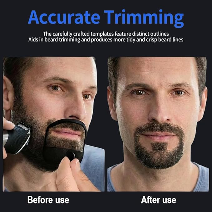 Beard Shaping Tool With 5 Templates, Precision Beard Guide For Clean Lines And Goatee, Durable ABS Beard Shaper Tool For Home Grooming, Portable Beard Accessories For Men (Black)