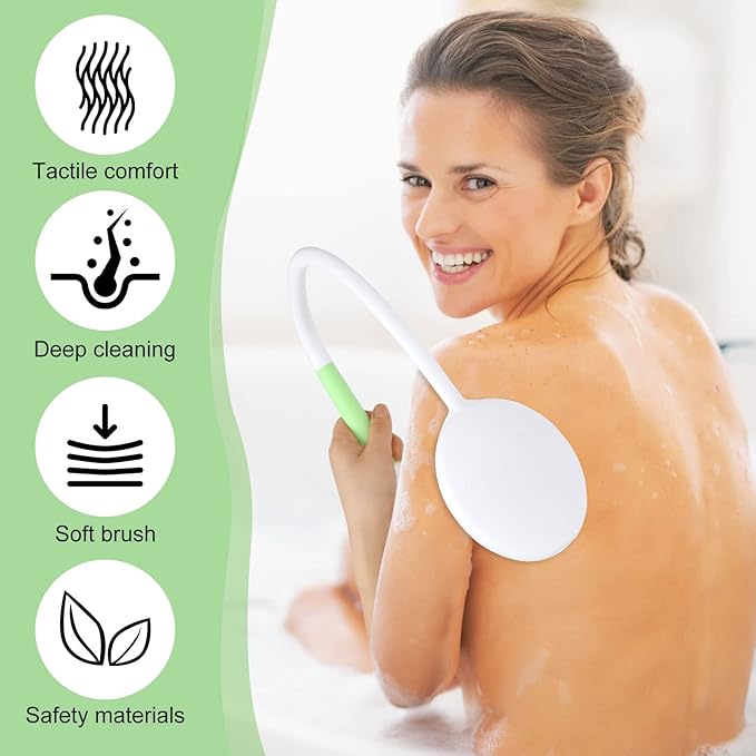 27.5” Back Bath Brush with Long Curved Long Handle,Shower Brush with U-Shaped for Cleaning,Body Scrubber for Elderly,Disabled, Post-Surgery,Limited Mobility,Spine Pain,Frozen Shoulder