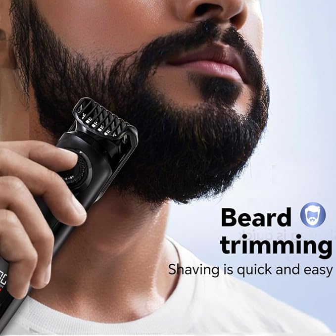 Electric Beard Trimmer for Men Professional Adjustable Length and Hair Clipper, Men's Beard Mustache Trimming and Body Hair Trimmer, Cordless Digital Display and Rechargeable USB-c Charger -Black
