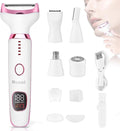 Electric Bikini Trimmer for Women - 5 in 1 Upgraded Body Face Shaver Nose Pubic Hair Trimmer Razors for Women Men Rechargeable Hair Removal Kit for Face Chin Eyebrow Arms Armpit Legs Groomer