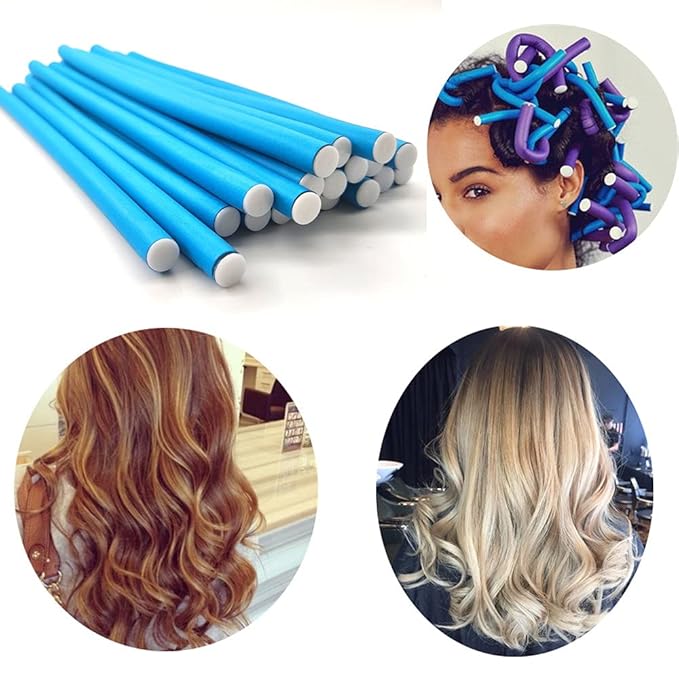 10 Pieces Flexible Curling Rods Twist Foam Hair Rollers Soft No Heat Curlers for Long & Short Women's Hair (0.31 x 9.4 Purple, Hot Curly Style)