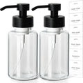 Foaming Hand Soap Dispenser, 14.1 oz/400ml Foaming Soap Dispenser, 2 Pack Glass Foaming Dispenser for Bathroom & Kitchen, Clear Refillable Liquid Dispenser Bottle with Waterproof Labels