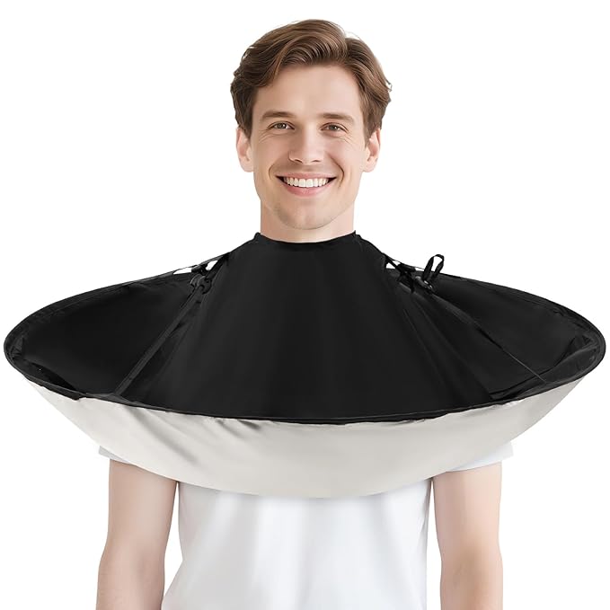 FEBSNOW Hair Cutting Cloak Cape, Professional Adjustable Haircut Cape Foldable Umbrella for Adults Kids Home Salon Barber Hairdressing Supplies