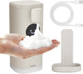 Automatic Foaming Soap Dispenser 350ml Touchless - Smart Hand Soap Dispenser with LED Smile Timer, Type-C Rechargeable 180-Day Battery, IPX7 Waterproof, Wall Mounted for Bathroom & Kitchen