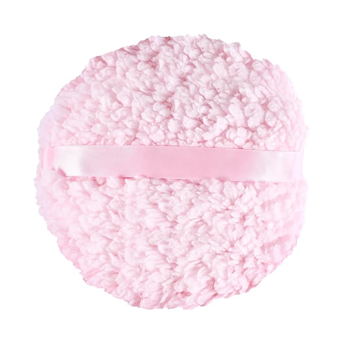 Body Powder Puff, 6 "x 3" Extra Large Ultra Soft Fluffy Sponge Plush Big Powder Applicator Pink Washable Reusable Durable Round Face Body Makeup Puff for Women (Pink)
