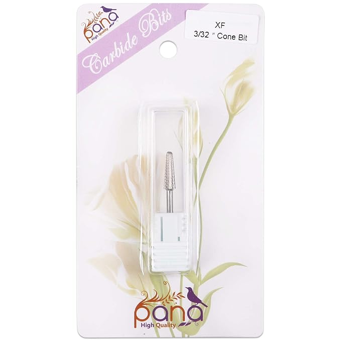 USA PANA Professional 3/32" Shank Size - Cone Shape Carbide Bit - Nail Drill Bit for Manicure Pedicure Tools Dremel Machine - Gold, Silver (Extra Fine, Silver)