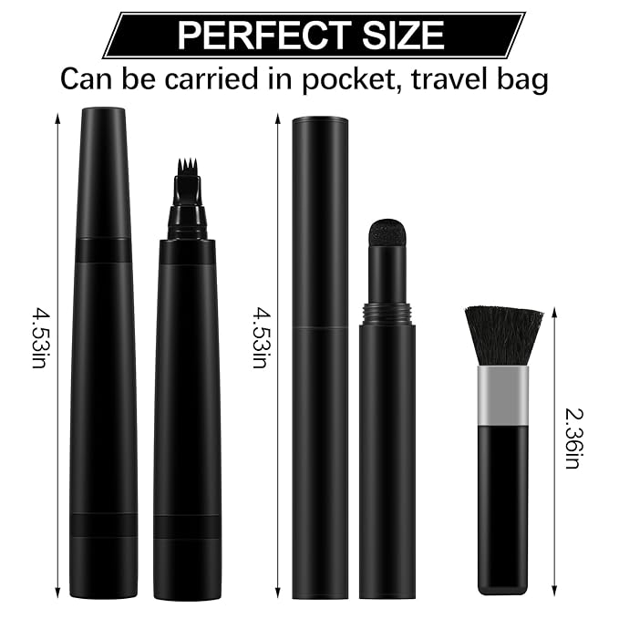 Beard Pen Filler Styling Kit for Men, 4-tip Beard Filler Pencil (Black), Soft Cotton Tip, Long Lasting Waterproof, Beard Stick Beard Shadow, Beard Shaping Tool for Hairline and Beard Fillers