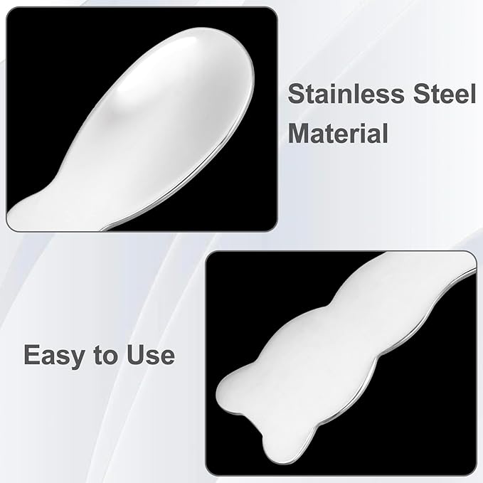 3pcs Mini Stainless Steel Makeup Spatula, Reusable Cosmetic Cream Spatulas Spoon, Skincare Scoop Applicator Facial Massage Beauty Tools for Mixing and Sampling Face Eye Cream- Silver