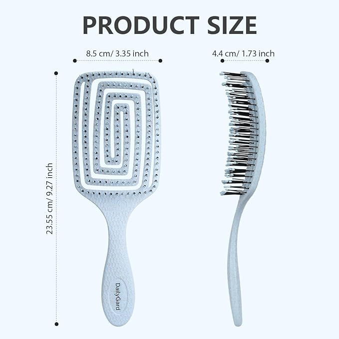 Detangling Brush, Dry and Wet Vented Detangler Hair Brush for Women and Men, Professional Paddle Curved Styling Hairbrush for Straight/Curly/Thick/Long/Wavy/Damaged Hair, Blue