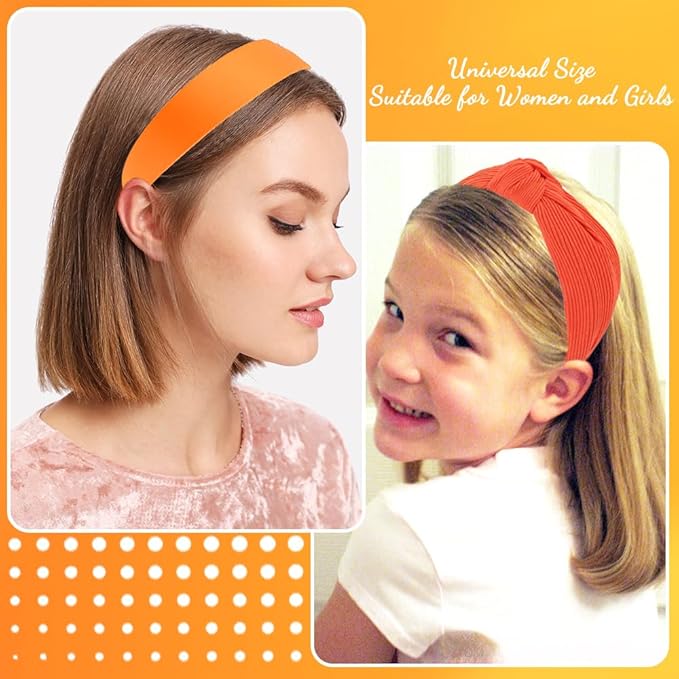 AHONEY 7 Pack Orange Headbands for Women Girls Headbands Non Slip Hairbands Fashion Hair Accessories Multi-style Headband Pack Diademas Para Muje