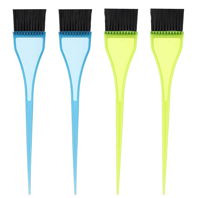 4 Piece Hair Color Applicator Brush Hair Dye Brush Set Reusable Color Tint Applicator Brushes Professional Hairs Stylist Supplies for Salon Home DIY Tools(Green, Blue)