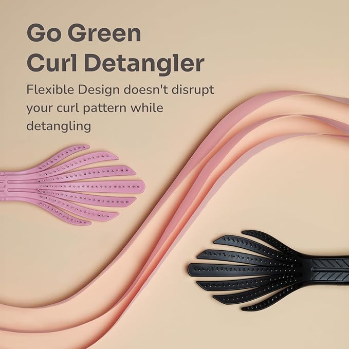 Wet Brush Go Green Curl Detangler Hair Brush, Pale Pink, Ultra-Soft IntelliFlex Detangling Bristles Glide Through Tangles with Ease, Great For Curls, No Split Ends & Pain-Free for Wet or Dry Hair
