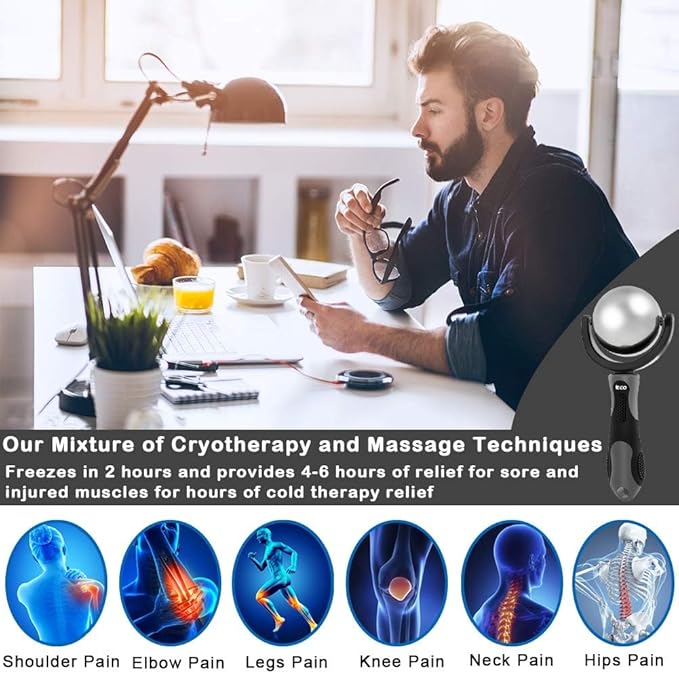 iECO Cold Massage Roller Ball - Ice Roller Ball for Muscles Deep Tissue, Cold & Heat Therapy, Plantar Fasciitis Roller