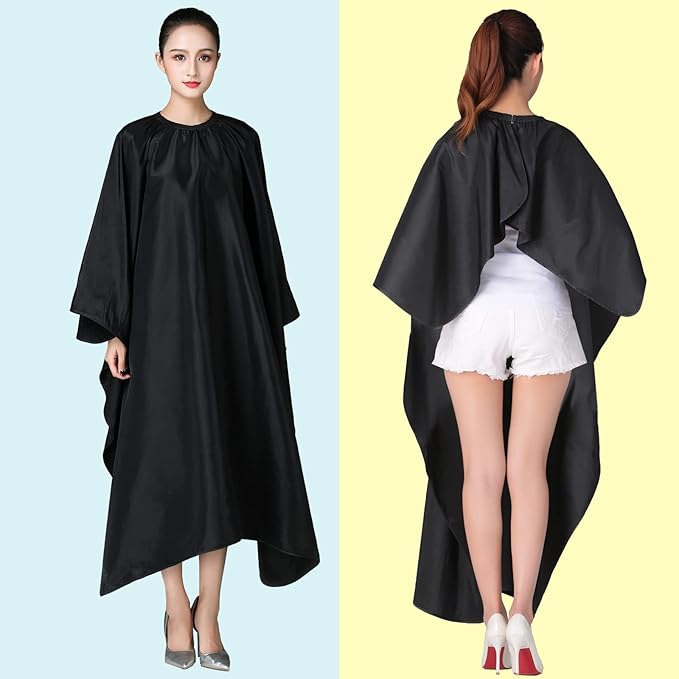 Barber Cape, Professional Hair Cutting Cape with Adjustable Metal Clip, Waterproof Haircut Salon Supplies for Hairdresser Styling & Home - 55 x 63 inches (Black)