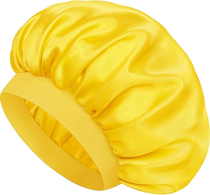 Satin Silk Bonnet for Sleeping, Double Layer Silk Sleep Cap for Men & Women, Soft Satin Lined Bonnet for Curly Hair