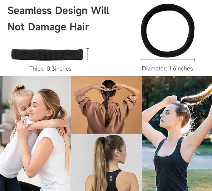 Hair Ties for Girls Elastic Hair Tie 200 PCS Black Soft for Medium Hair Hair Accessories for Women Perfect for Long Lasting Braids Ponytails and More Pain Free Hair Ponytail Holders Hair Elastic Band
