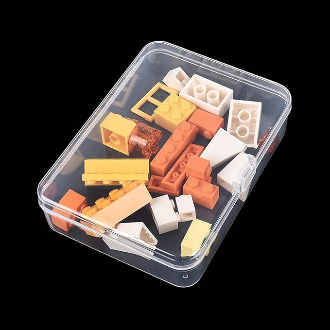 12 Pack Rectangular Clear Plastic Storage Containers Box with Hinged Lid for Beads and Other Small Craft Items (4.5 x 3.3 x 1.1 inch)