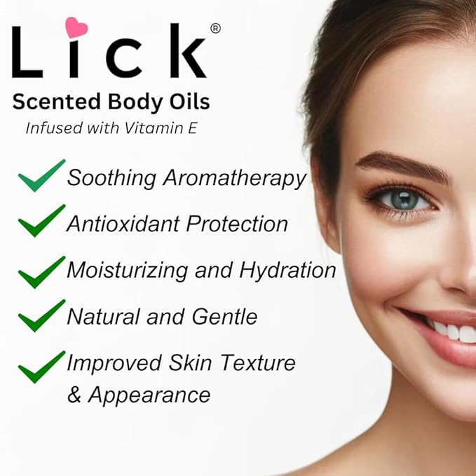LICK Vanilla Dessert-Inspired Scented Body Oil – Fast-Absorbing Daily Hydration with Almond Oil & Vitamin E – 4 oz