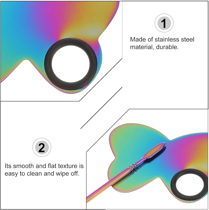 Butterfly Nail Art Palette with Stainless Steel Makeup Spatulas for Cosmetic and Nail Color Mixing at Home or Salon