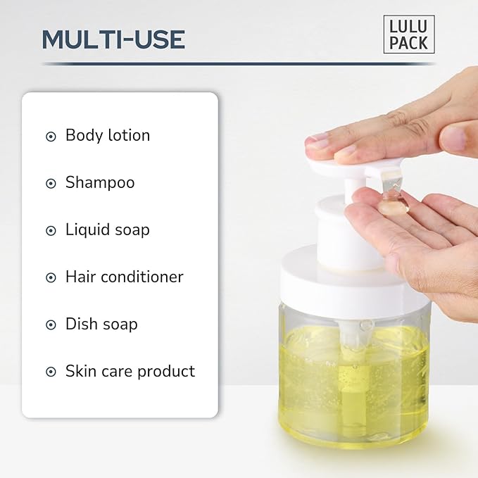 Pump Bottle Dispenser for Soap - 8 oz Plastic Empty Container for Shampoo and Conditioner - Refillable Lotion Jar for Shower and Hand Soap - Wide Mouth Wash Bottle for Bathroom 250ml Clear