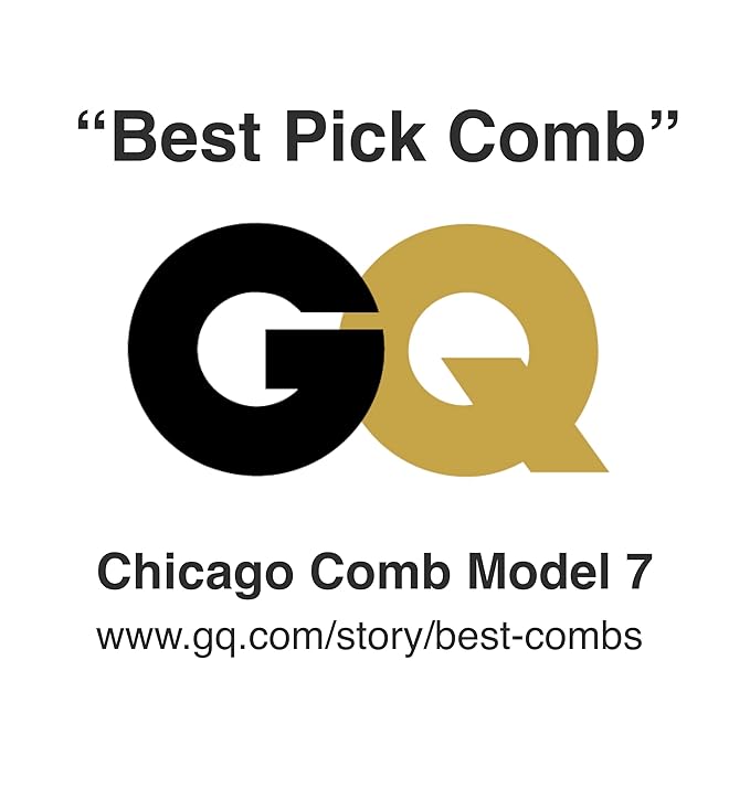 Chicago Comb Model 7 Carbon Fiber Pick Comb, for Long Thick Curly & Afro Hair Styles, Black Color, 6 inches (15 cm)
