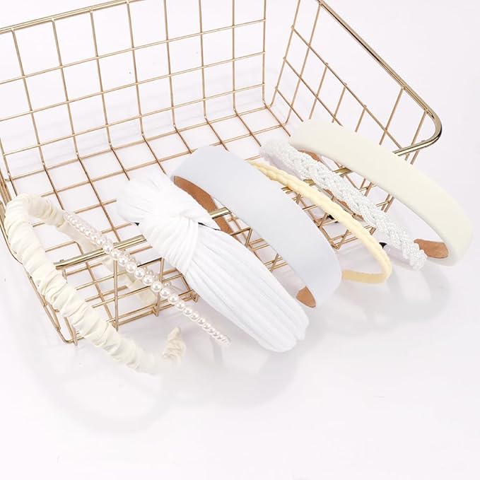 AHONEY 7 Pack White Headbands for Women Girls Headband Non Slip Hairbands Cute Hair Accessories Multi-style Headband Pack Wedding Head Band (White)
