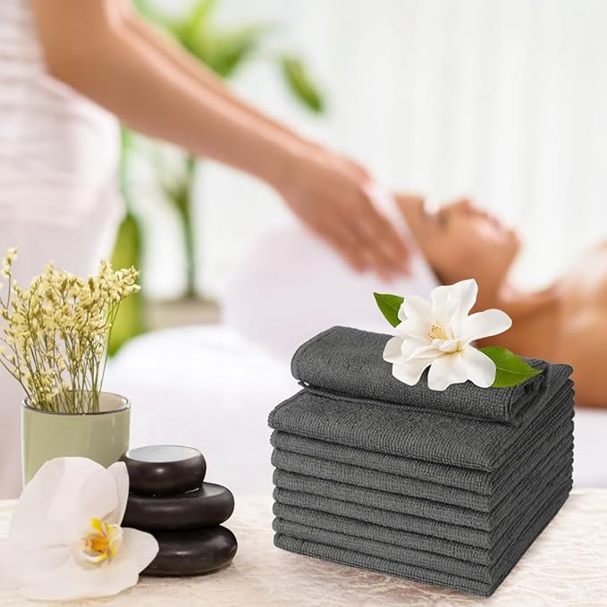 Washcloths - 20 Pack - Face Towels (12" x 12"), Highly Soft Wash Cloths and Hand Towels, Fast Drying Multi-Purpose Microfiber Cleansing Cloths for Bathroom, Hotel, Spa, and Salon - Grey