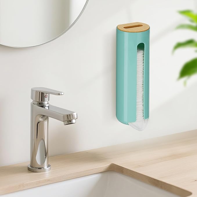 Cotton Pad Holder, Wall Mounted Cotton Rounds Holder Dispenser Face Pad Holder Makeup Organizers Containers for Bathroom (Green)