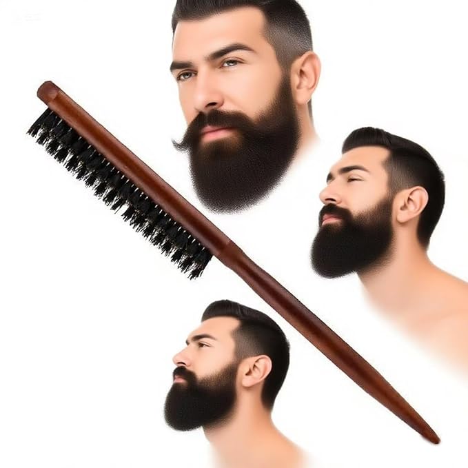 Men's Wood Hair and Beard Brush – Soft Boar Bristles – Massages and Exfoliates Skin and Scalp – Ideal Men's Grooming Accessory