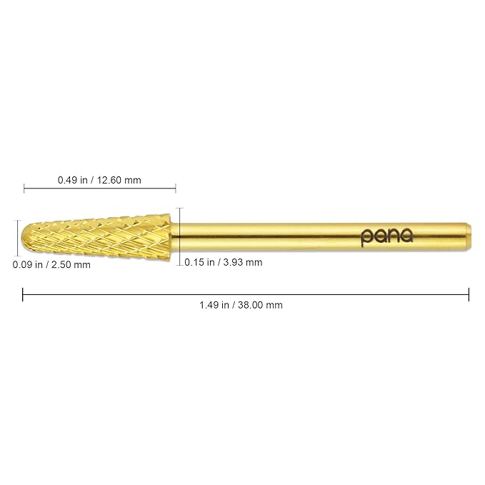 USA PANA Professional 3/32" Shank Size - Cone Shape Carbide Bit - Nail Drill Bit for Manicure Pedicure Tools Dremel Machine - Gold, Silver (Extra Coarse, Gold)