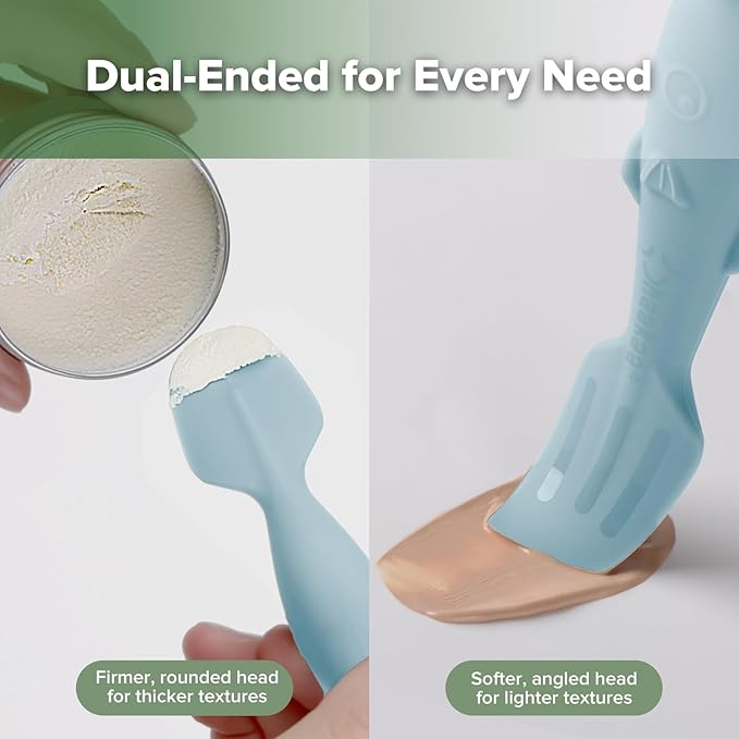 haakaa Baby Diaper Cream Spatula, NoMess Dual-Ended Silicone Diaper Rash Cream Applicator with Hygienic Case, Butt Spatula for Baby, Sky Blue