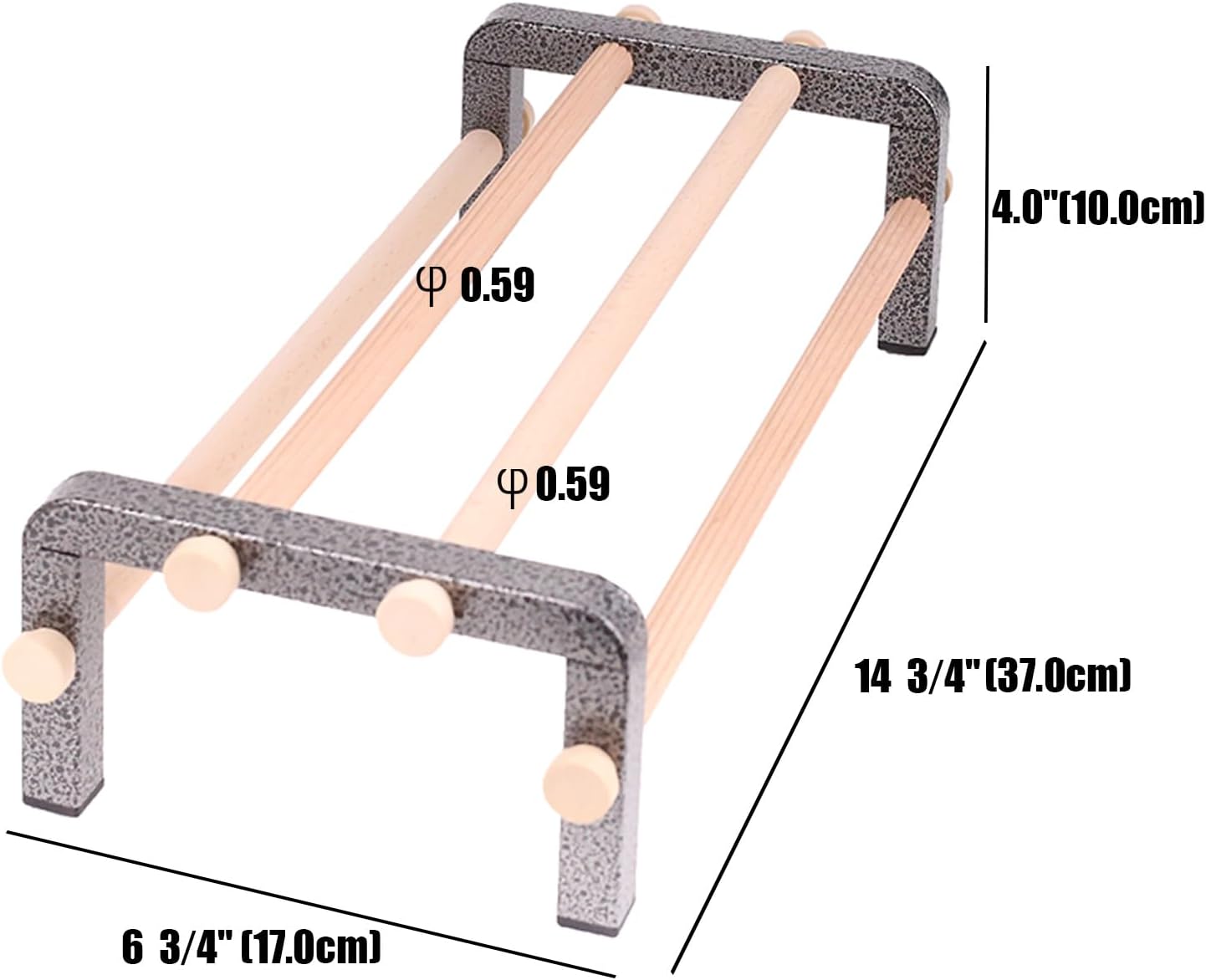 Large Bird Training Perch Long Stand for African Grey Macaw Big Birds, Durable Heavy Duty Rustproof Metal Frame with 4 Wooden Bars for Bird to Play Climb and Exercise Toy
