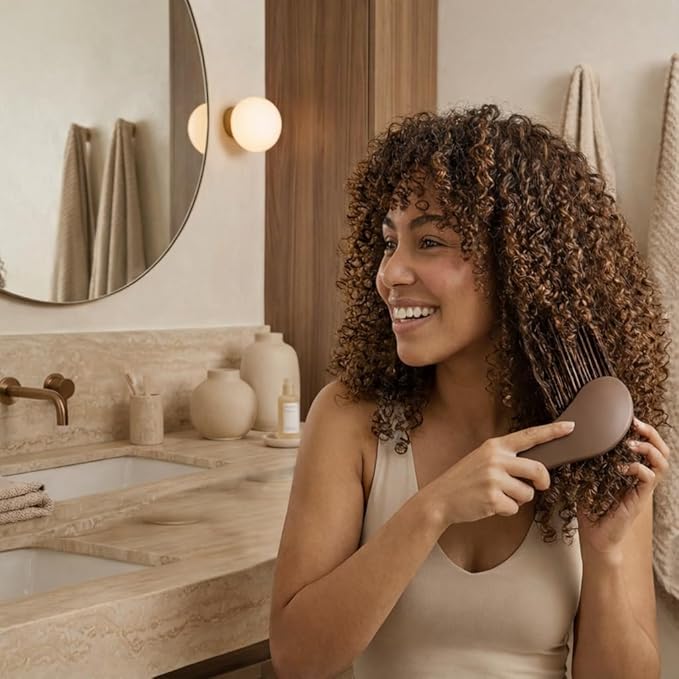 Wave Detangling Brush for Wet & Dry Hair, Dual Flexible Bristles, Anti-Breakage Hair Brush for Curly, Thick & Fine Hair, Women & Kids – Smoked Cocoa